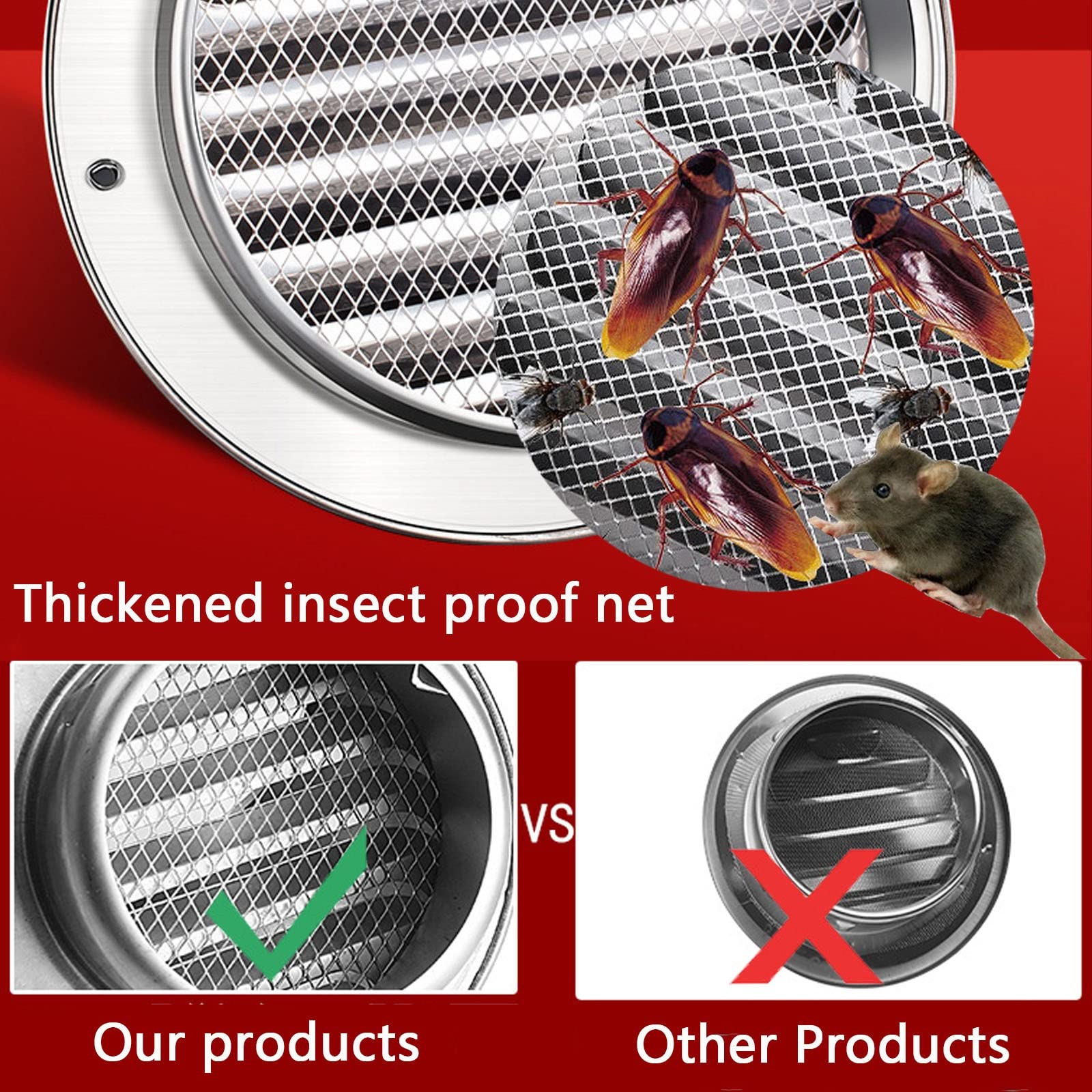 Grille D'Aération en Acier Inoxydable 304, Ronde Couvercle De Ventilation Sortie D'évacuation Bouche De Sortie Ventilation Grille, Ø 180/200/250/300mm Grille D'aération De Salle De Bain