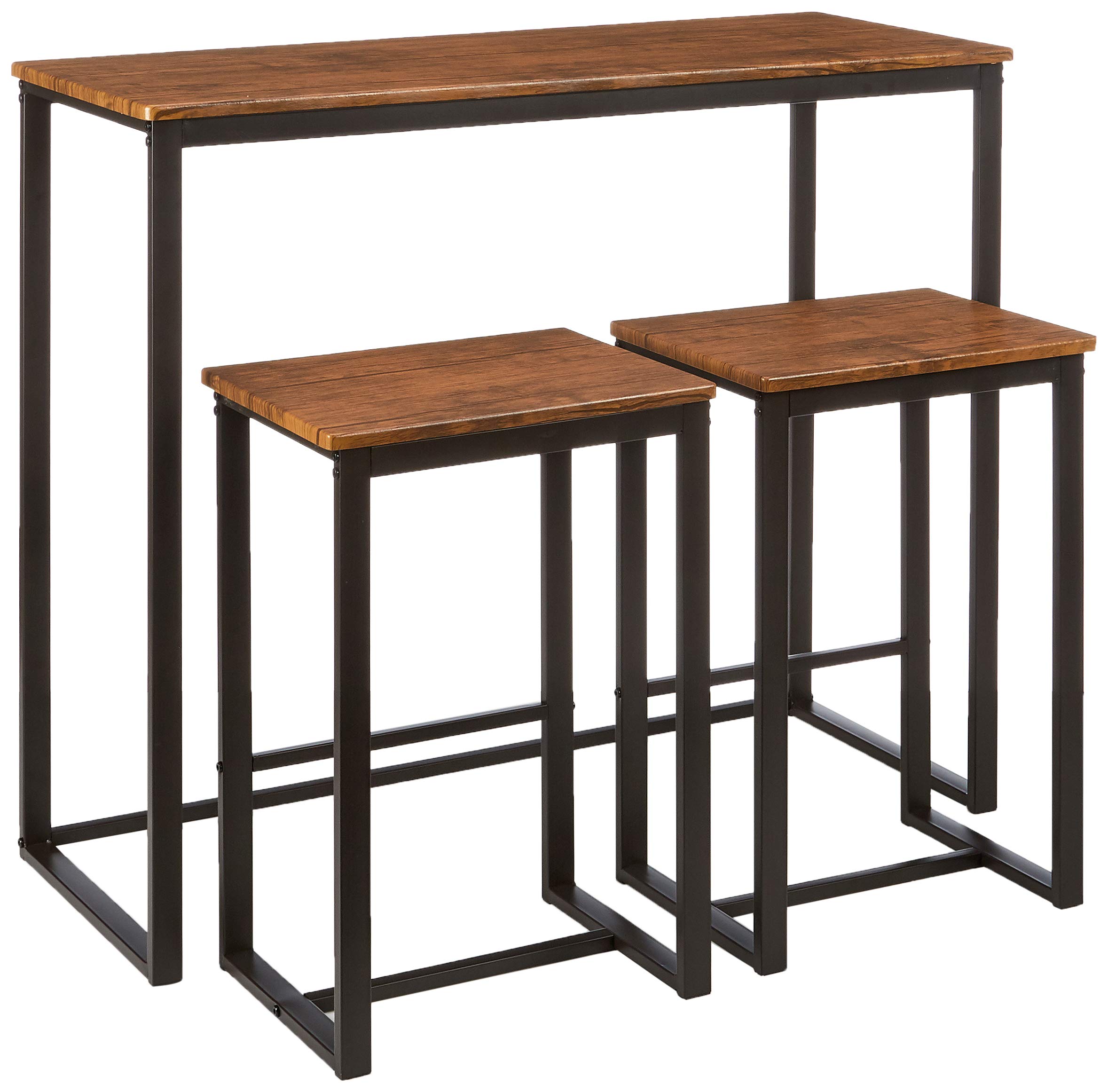 Kit Closet 7060070290 - set de mesa paris + 2 taburetes altos, negro/marron, 86 x 40 x 100