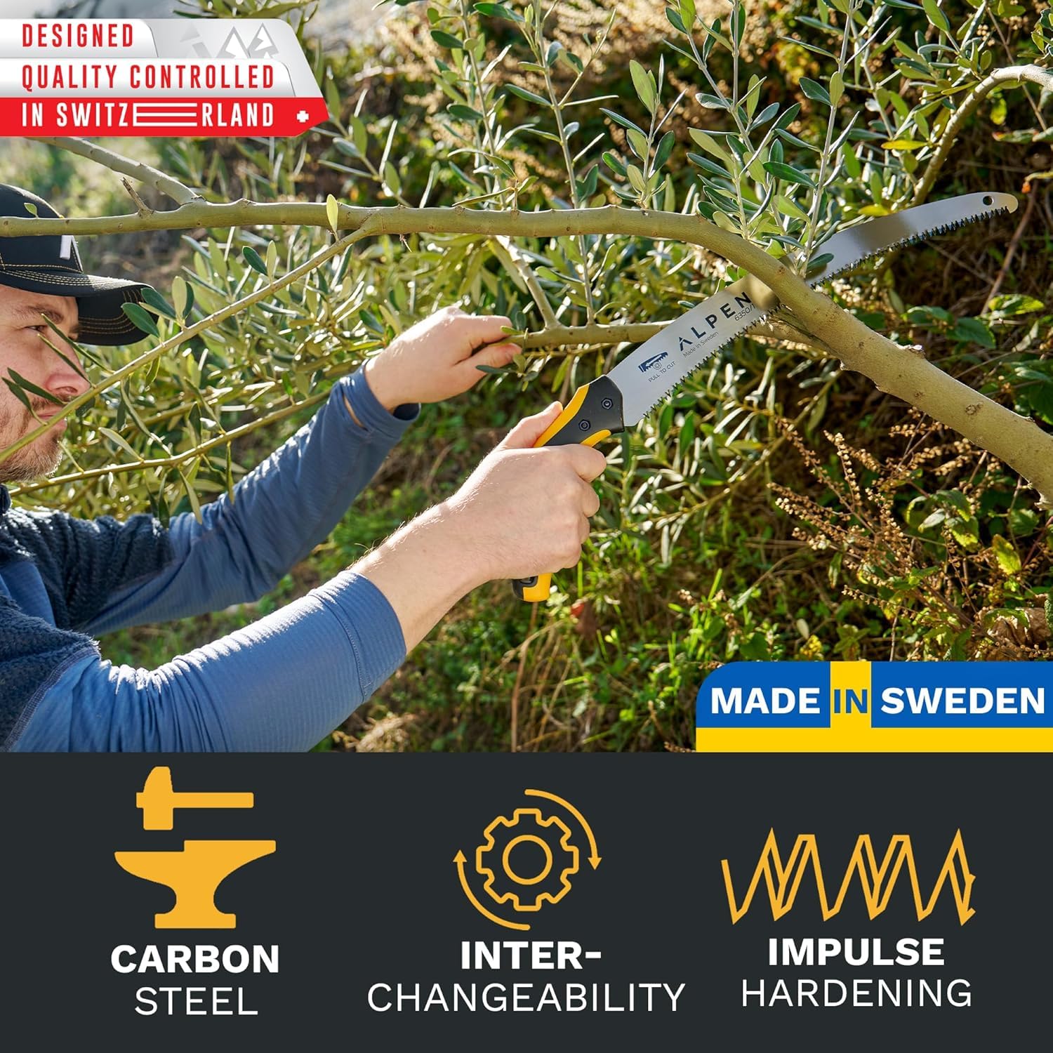 Alpen Bernina 6350 Fixed Curved 330mm Blade Saw with Belt Clip Holster cuts 160mm Hardened Teeth Made in Sweden Pruning Work Vineyards Landscaping Gardening Replacement Blade BERNINA6350/1 - Image 2