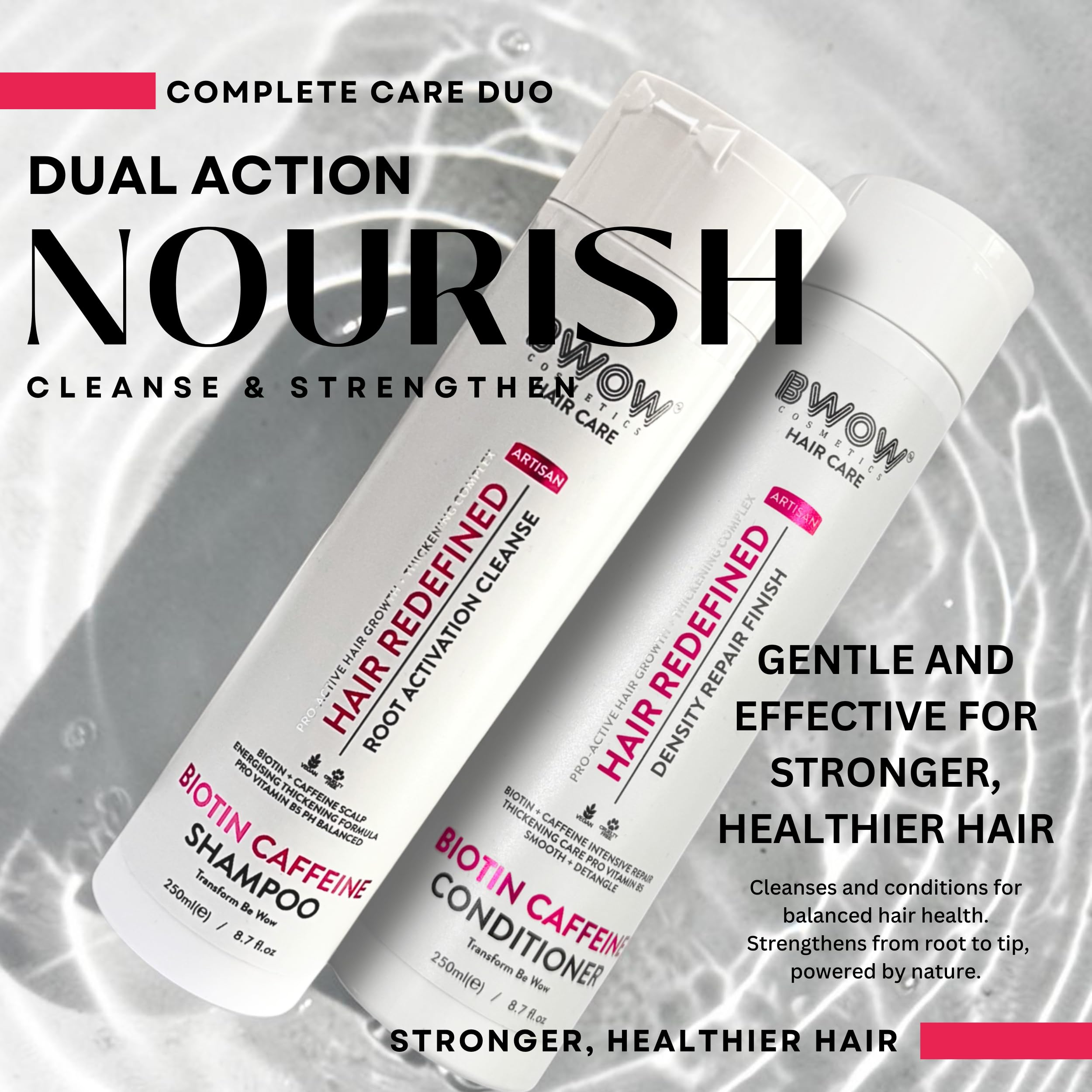 Set de Champú y Acondicionador para Recrecimiento Capilar Biotina y Cafeína Tratamiento Fortalecedor para Cabello Fino y Dañado Reduce la Caída Provitamina B5 Vitamina E Cuidado Unisex 500ml