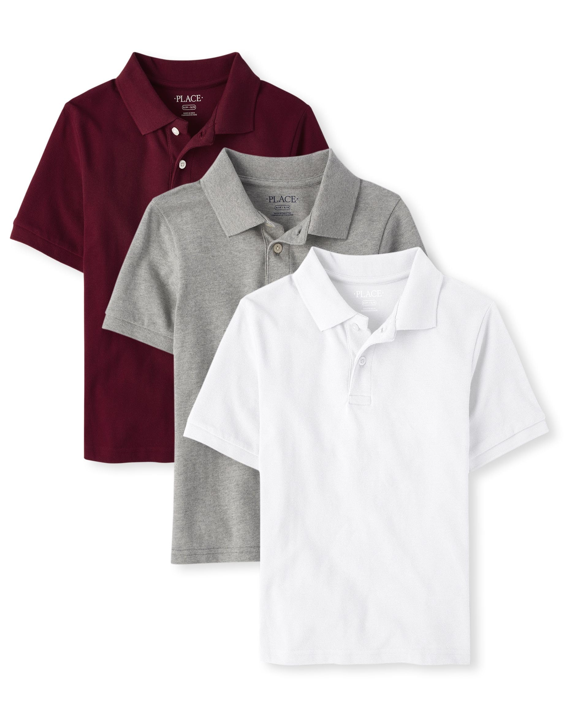 The Children's Place Boys' Short Sleeve Pique Polo, 3 Pack