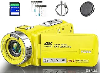 Camcorder Video Camera 4K 80MP Ultra HD Vlogging Camera for YouTube 18X Digital Zoom Recorder IR Night Version 3.0" IPS HD Screen With Handheld Stabilizer, Microphone, Remote Control and 32GB SD Card
