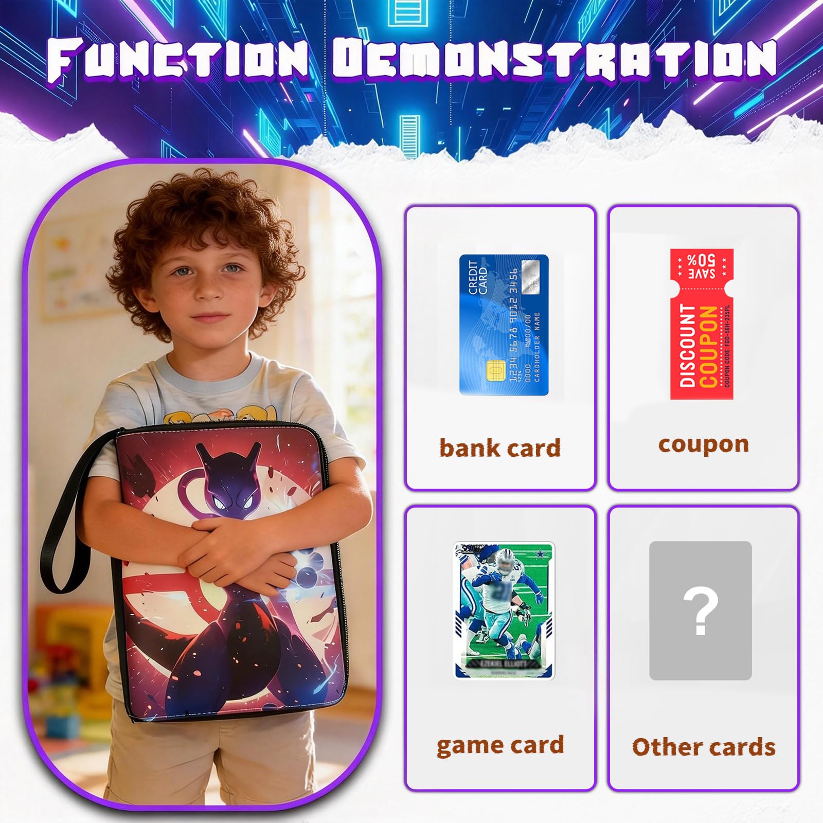 Album da collezione per carte, capacità di 900 carte, 50 pagine, album per carte da collezione, quaderni per carte da collezione, raccoglitore impermeabile portatile, regalo per bambini e