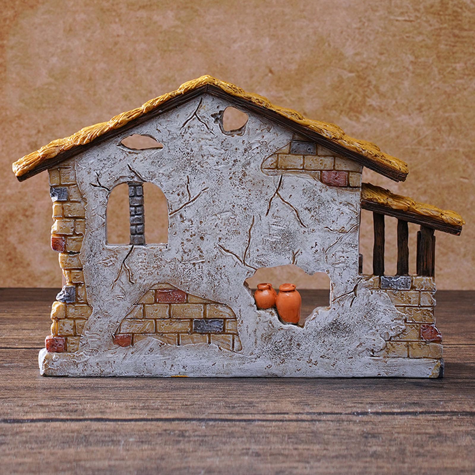 Cabaña religiosa en miniatura personalizable de 11 cm para decoración del hogar, pequeñas religiosas para el hogar