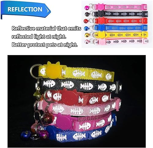Miniatura 5 de TCBOYING Breakaway - Collar de gato con campana, collares reflectantes de colores mixtos para gatos, tamaño ideal para gatos o perros pequeños (6