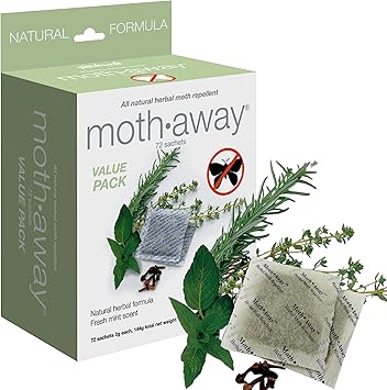 Richards Homewares Moth Away Sachets 72-Pack Value Pack, Natural Herbal Moth Repellent, Non-Toxic & Chemical-Free, Fresh Scent for Closets, Drawers & Storage Made in USA