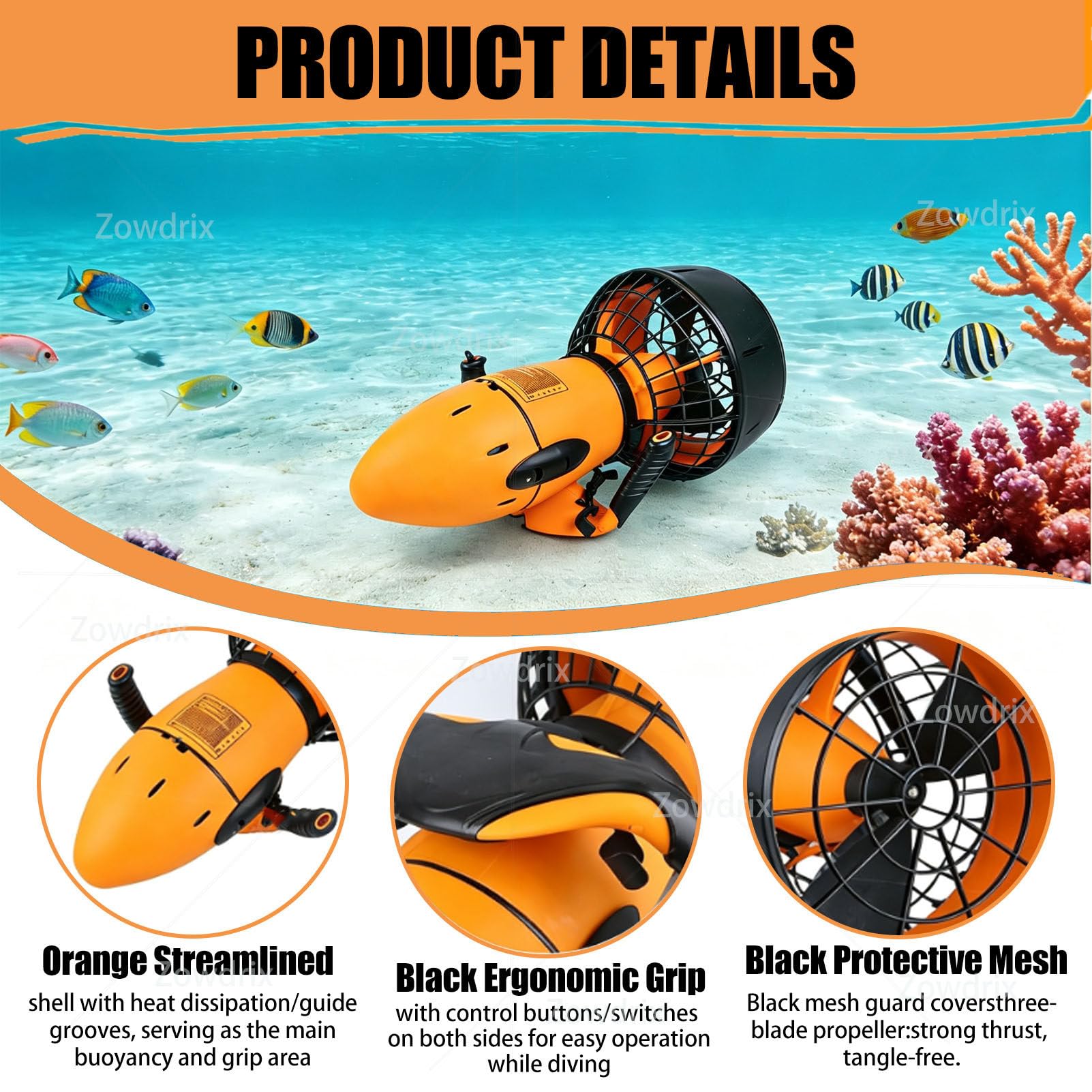 Set di Propulsori Subacquei da 500 W, Controllo della Galleggiabilità Regolabile E profondità Massima di 25 M, Elicas Subacquea Portatile per Sport Acquatici in Mare