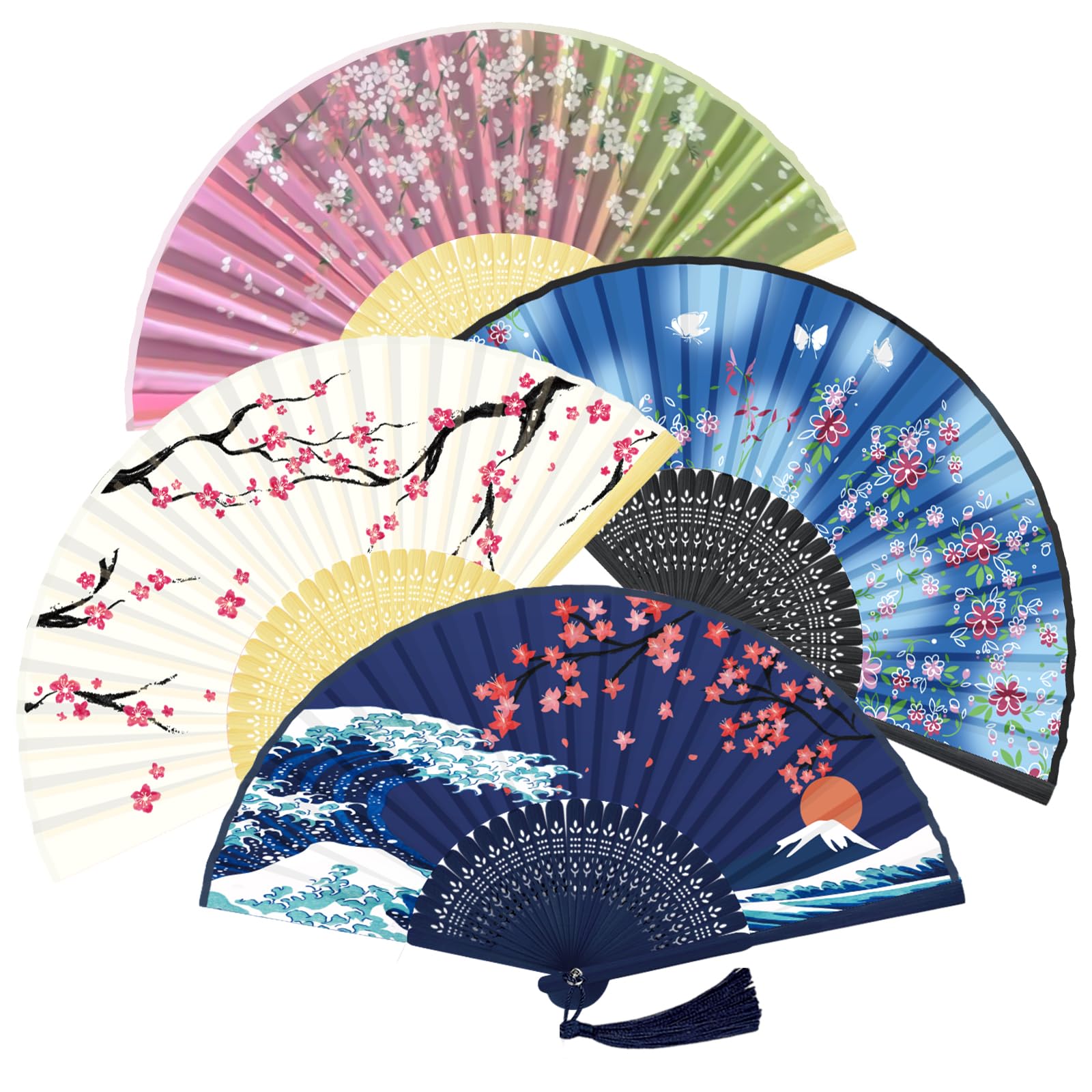 WEARXI Fächer Hochzeit – 4pack Handfächer, Fecher Sommer Hochzeit, Hand Fan Asiatische Deko für Geburttag, Party, Wedding, Fotografie, Wand Dekoration