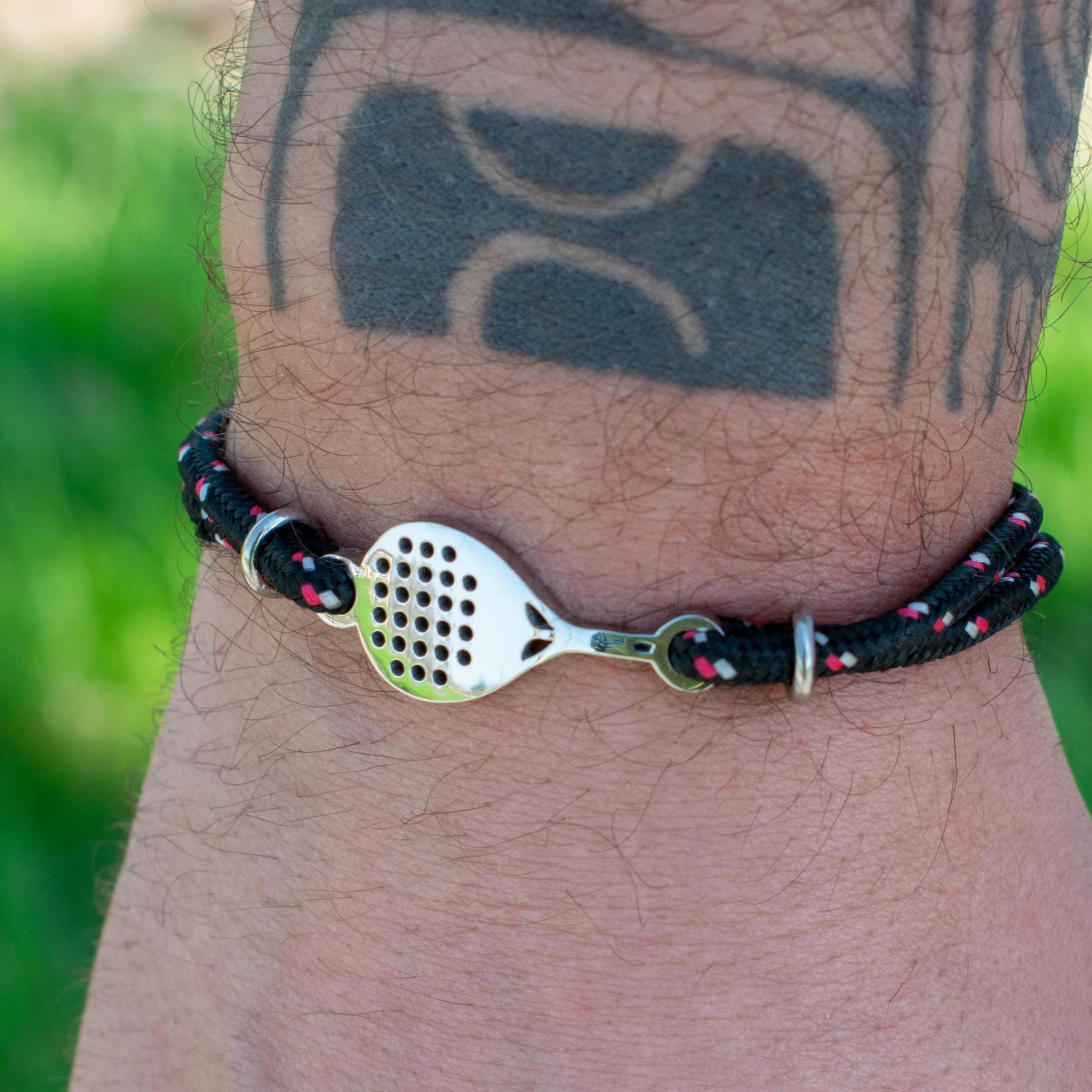 Ernestine - Bracelet Padel réglable acier inoxydable cordon - bijoux raquette sport homme femme - idée cadeau original joueur accessoire poignet bijoux silvergrip - Bracelet Padel homme et femme
