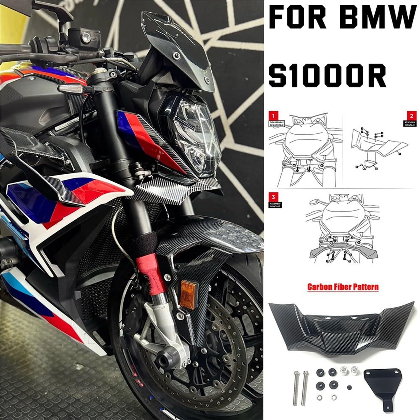 Front Bumper Splitter dachowy Pasuje do BMW F900R 2021 2022 F 900R S1000R Modyfikacja docisku Naked przedni spojler
