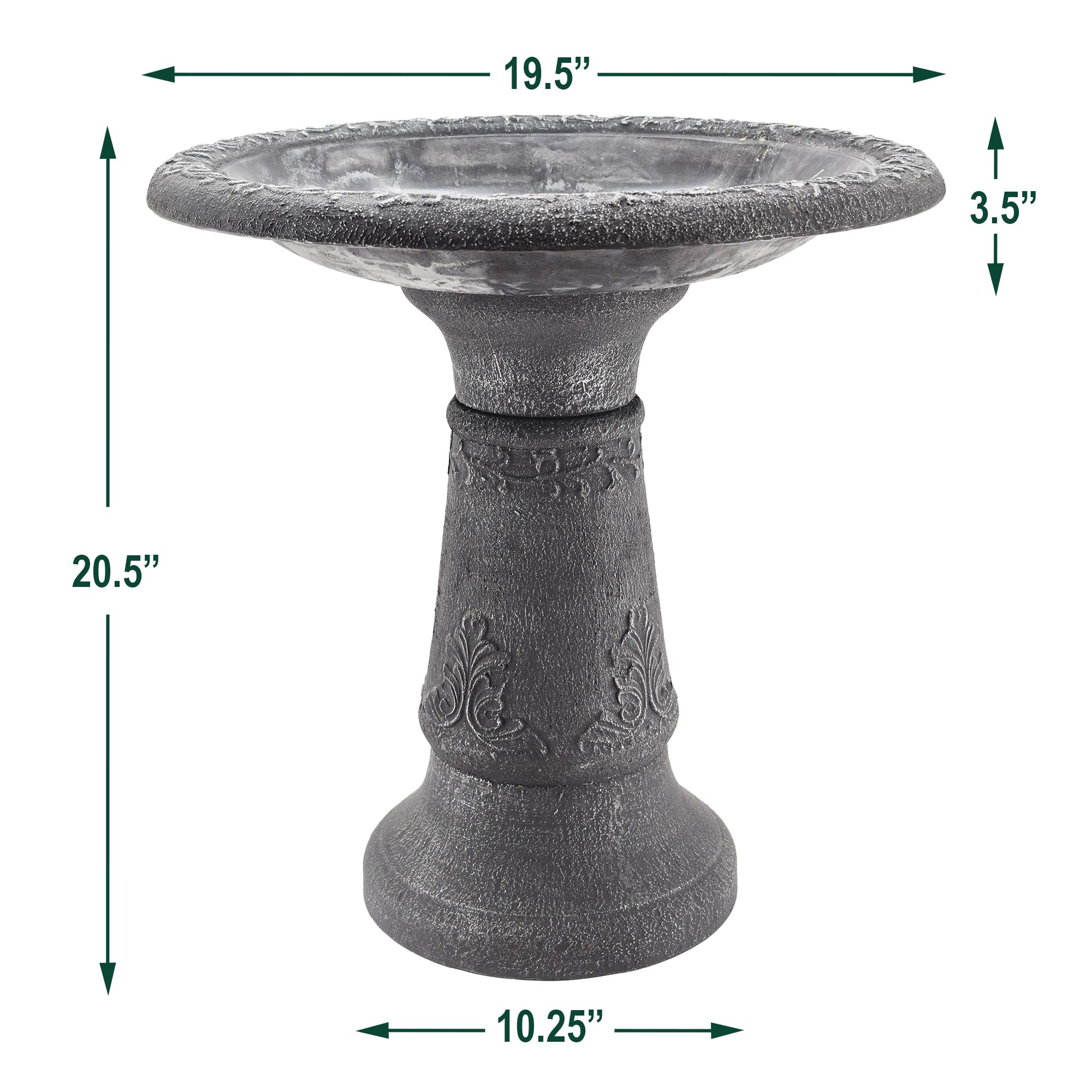 Arcadia Garden Products BB05 Vogeltränke, Steinfaser, 49,5 x 29,2 x 52,1 cm, grau