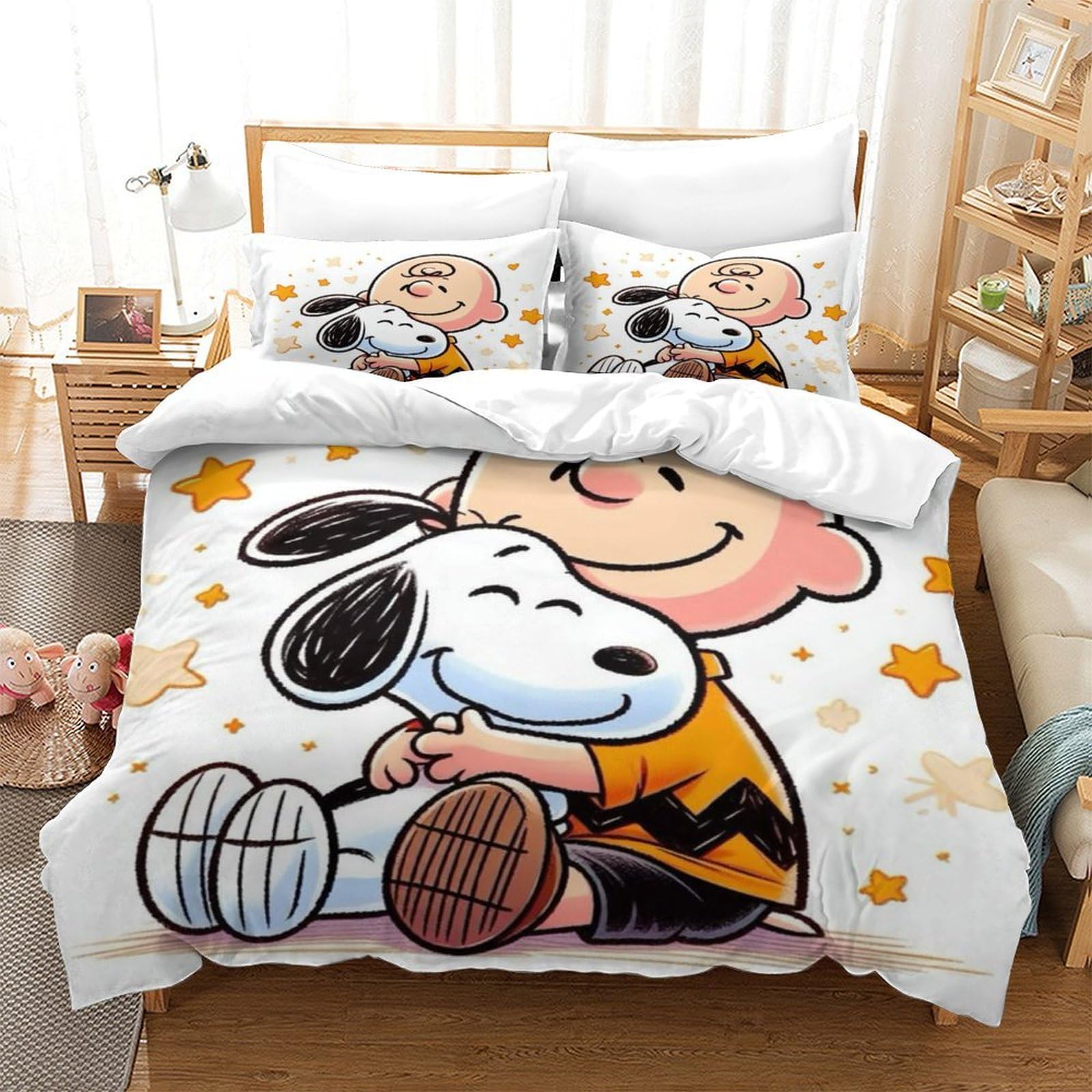 Qdzhcpmyk Style-3 Snoopy Pussy Duvet Cover 3 Pcs Hotel Quality Quilt Cover Bed Sets Bed Covers With Pillowcases With Zipper Closure Hypoallergenic Soft Breathable Microfiber Double（200X200cm）