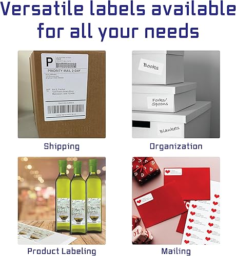 Miniatura 6 de Etiqueta de dirección de envío imprimible 1.75 pulgadas x 0.50 pulgadas (5-12 x 8-12) Cantidad de 2000 unidades 25 hojas en total Blanco mate