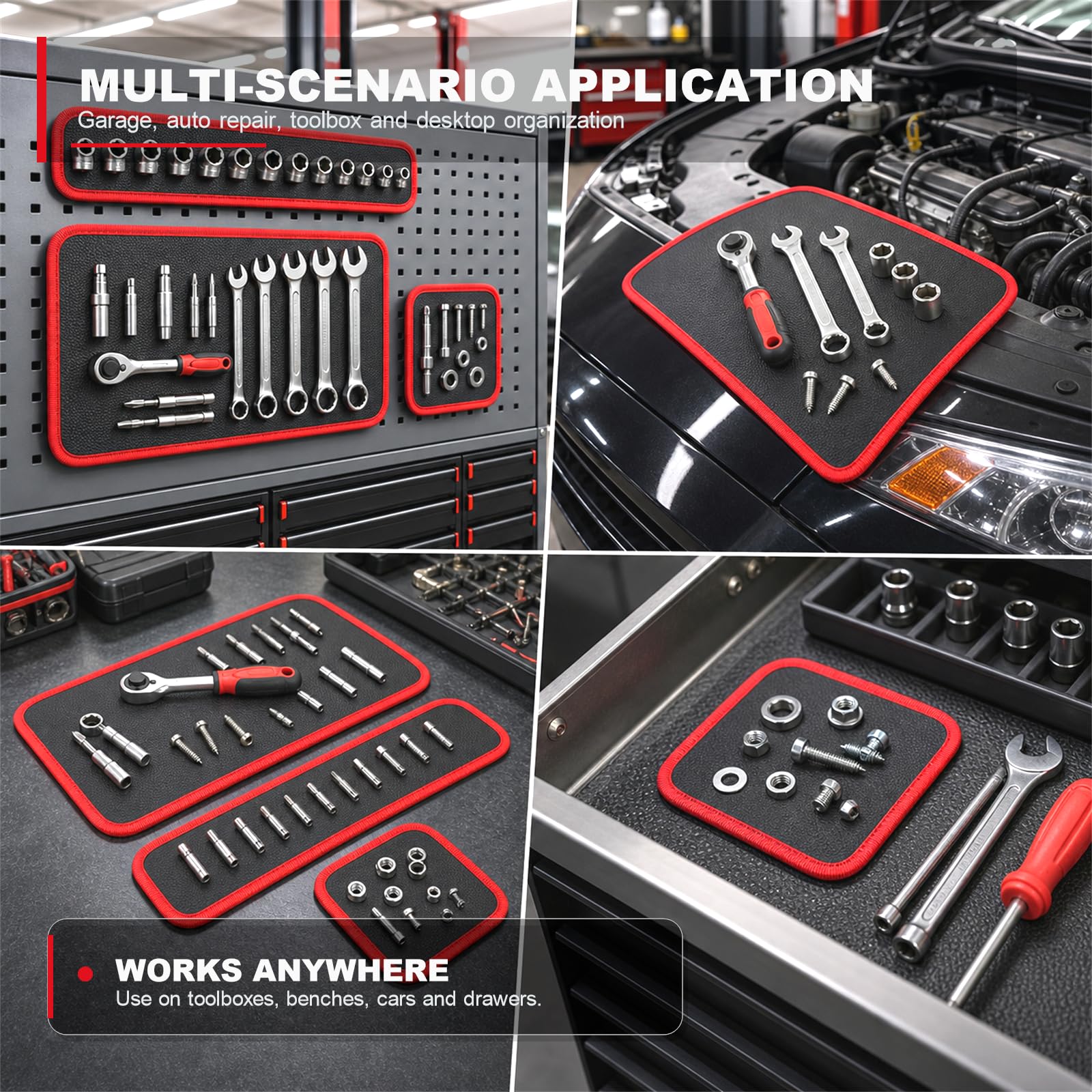 Magnetisches Werkzeugmatten-Set, magnetische Pads für Werkzeuge – robuster magnetischer Werkzeughalter, flexibler Magnetmattenablage, Organizer, für Autoreparatur und Werkstatt, praktische Geschenke