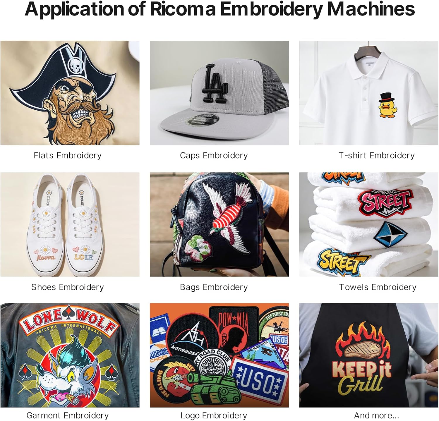 Ricoma Swift 1501 15-Needle Commercial Embroidery Machine, 20.5"x13.8" Large Embroidery Area, 1200SPM Max Speed, 10.1" Touchscreen, Wi-Fi/USB, 3D Cap & Flat Clothing Embroidery for Business