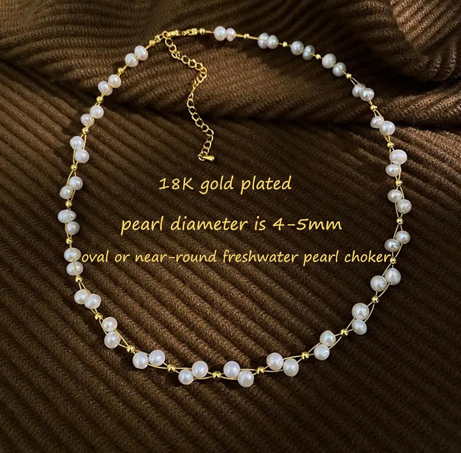K-Elewon Natural Freshwater Pearl Choker Necklace for Women Dainty 18K Gold Plated Baroque Pearl Necklaces Handmade Jewelry Gift CH01 - Image 4