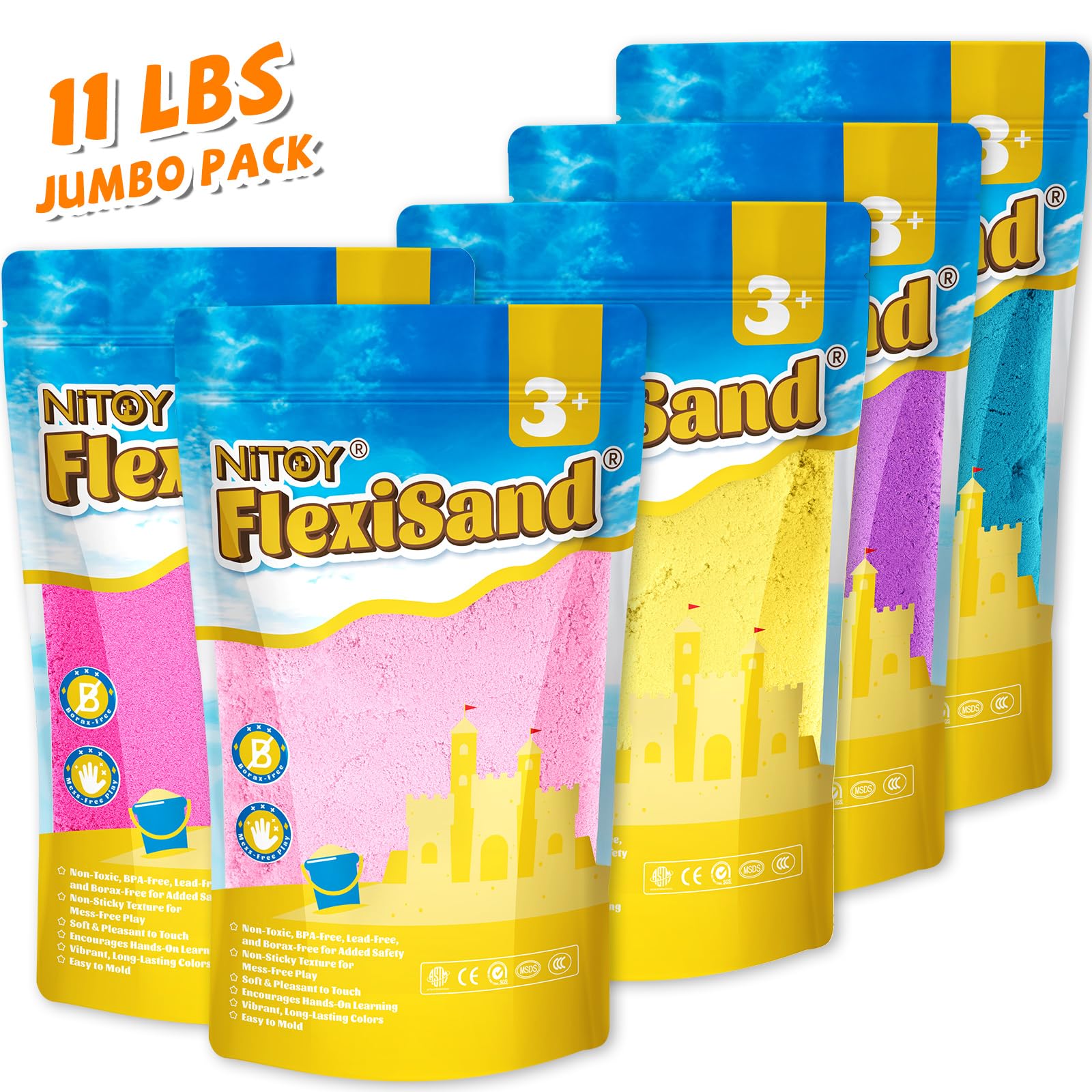 NiToy Play Sand, FlexiSand 11 lbs Moldable Self-Sticking Sand - Image 4
