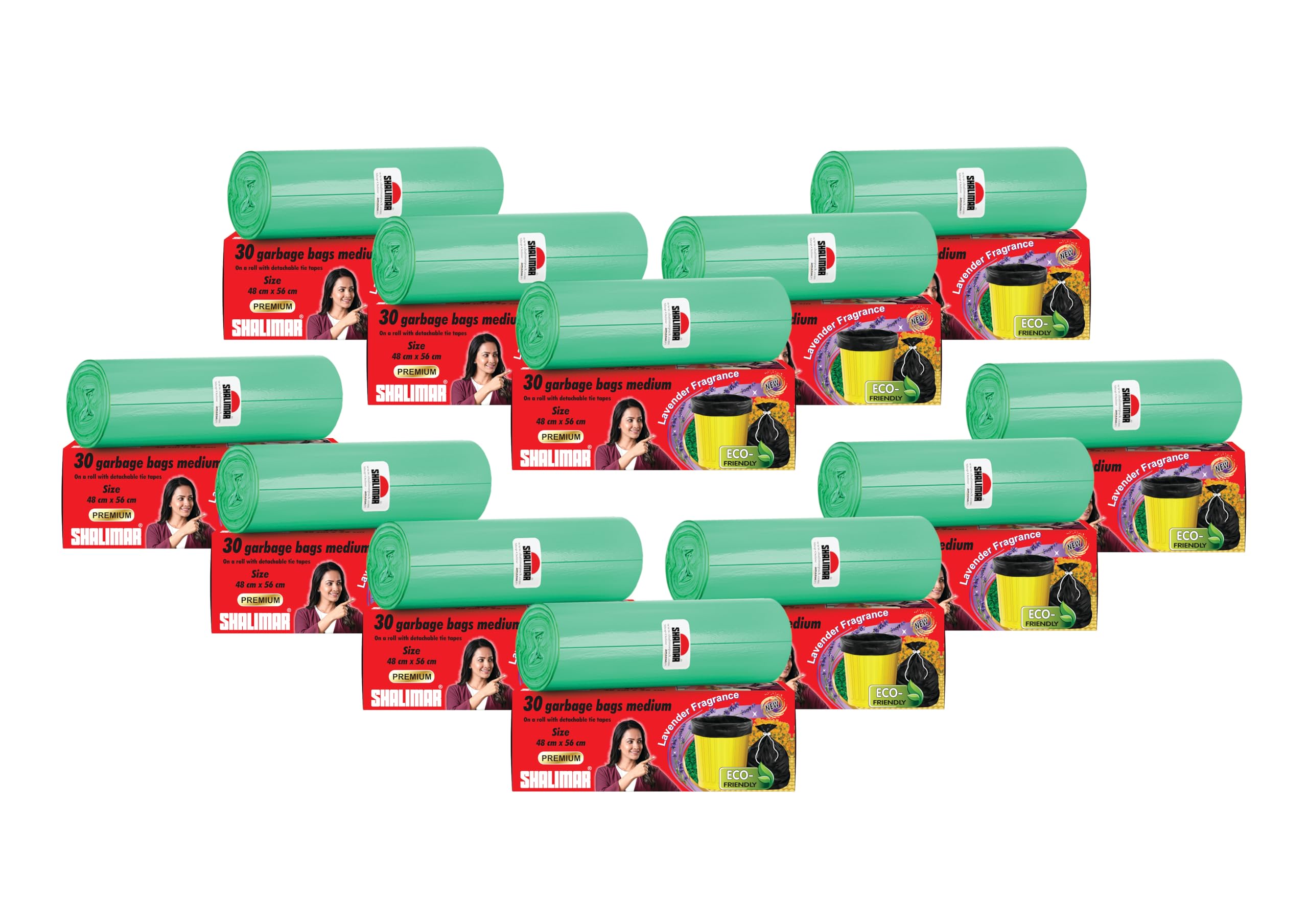 Shalimar Premium (Lavender Fragrance) Scented Garbage Bags | Medium 19 X 21 Inches | 360 Bags (30 Bags X 12 Rolls) | Dustbin Bag/Trash Bag | (Green) - Perforated Box for Easy Dispensing