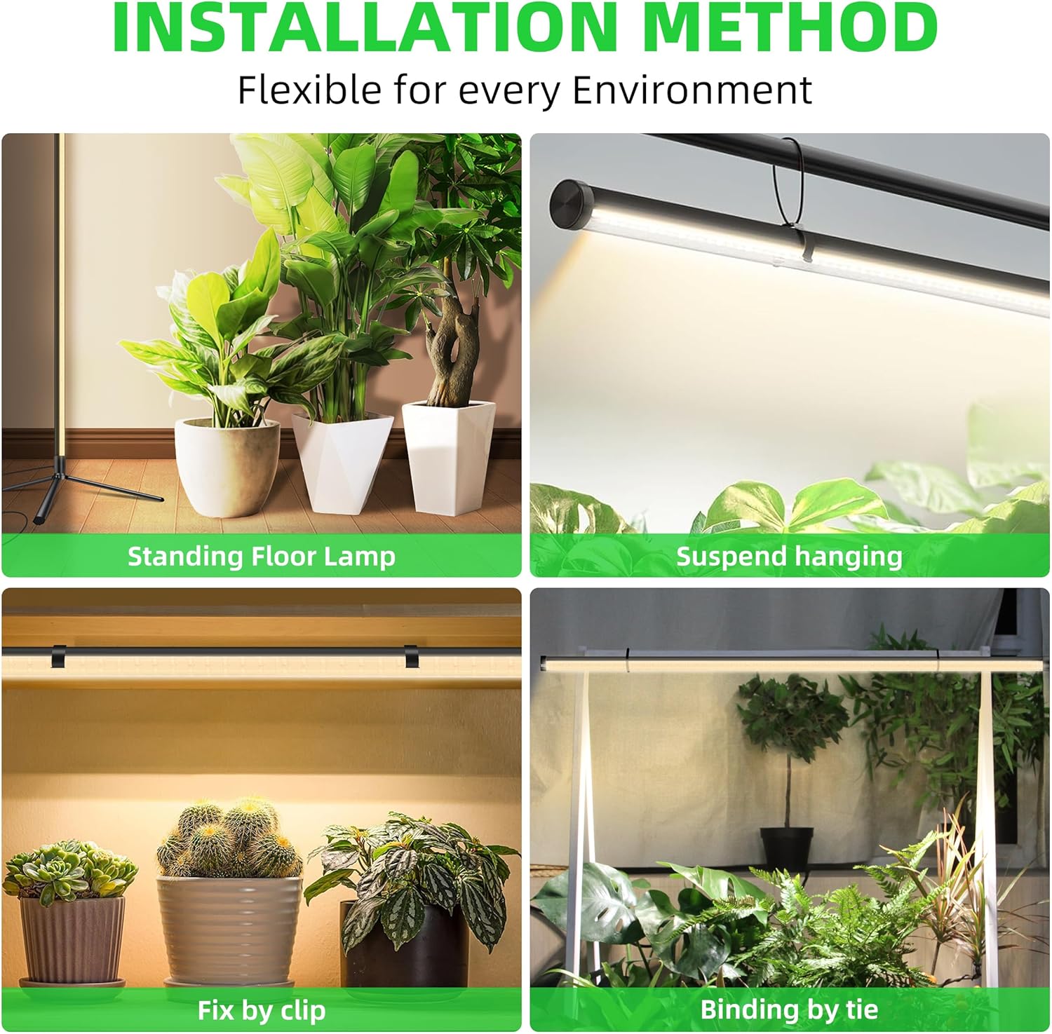 Standing Grow Light for Indoor Plants with Timer,42W Full Spectrum Vertical Grow Lights for Indoor Plants,4FT T8 243LED Plant Lights for Indoor Growing with On/Off Timer Function, 2 Pack