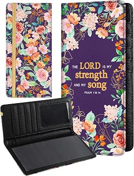 Slohif Checkbook Cover for Personal Duplicate Checks - Women Check Book Wallet Holder Pink Flowers Top Side Tear