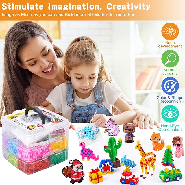 Foto 7 de 7 de JOYBOY Juego de Cuentas para Planchar,11500 Abalorios Fusibles(5mm),Beads Kit Completo con un Caja…