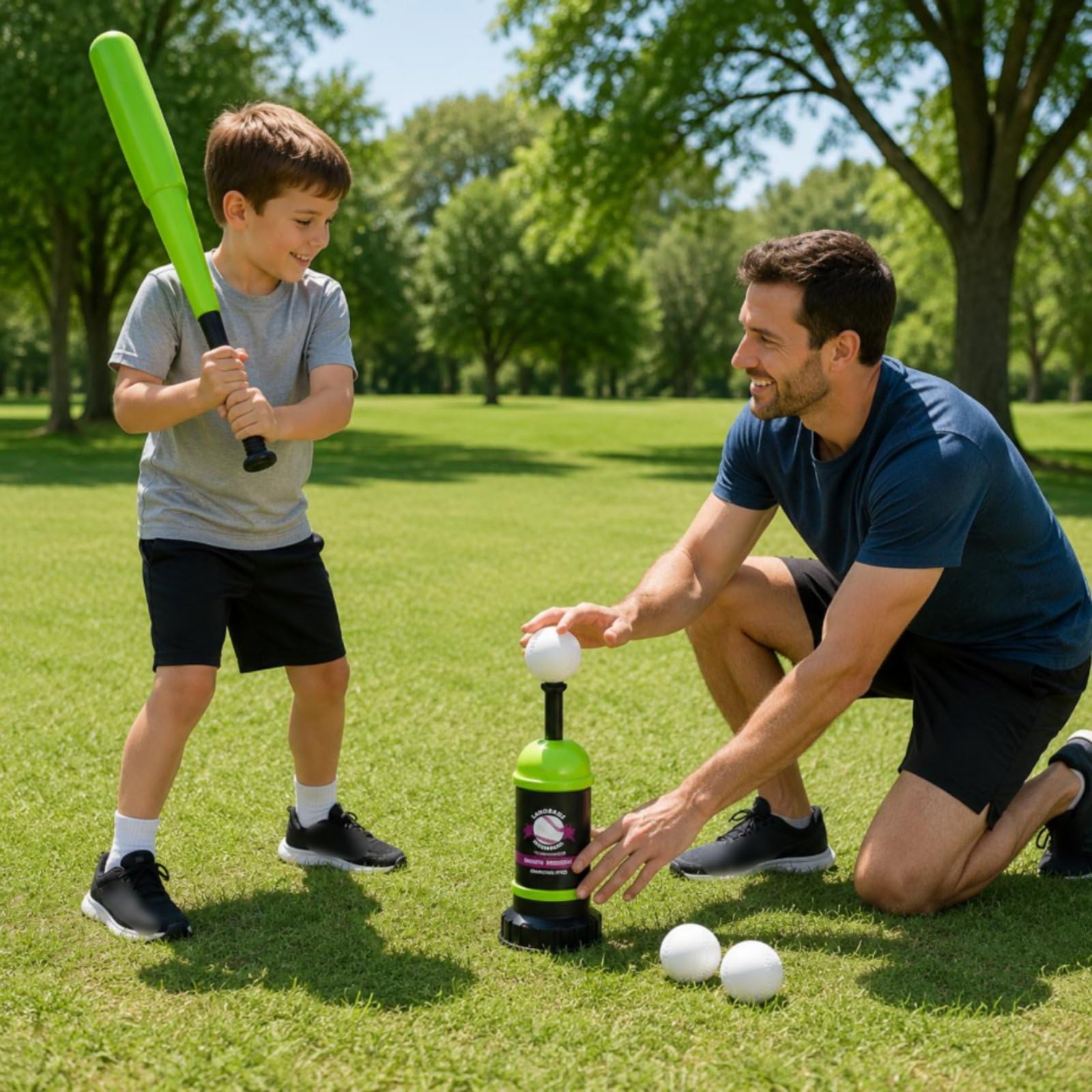 Gralara Kit Baseball con Mazza a Pressione Set Gioco Baseball con Palline Coordinazione Occhio-Mano per Dai 3 Anni in Su