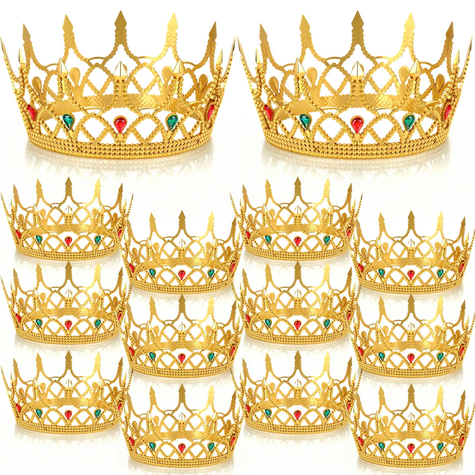 Quelay 36 corone da re in oro regolabile da principe reale gioiello corona medievale per feste di compleanno costume reale cosplay divertimento