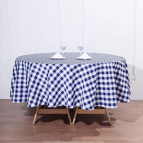 BalsaCircle - Mantel redondo de poliéster a cuadros azul marino de 90 pulgadas, para decoración de bodas, fiestas, eventos, catering