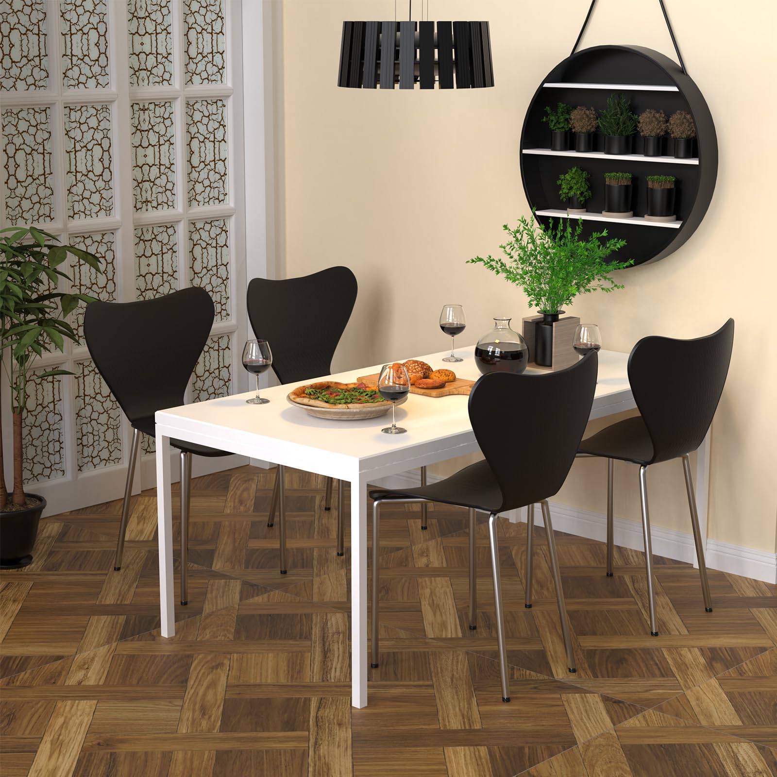 Set di 2 sedie da pranzo impilabili in polipropilene nero, 45,5 x 40 x 82,5 cm, design moderno, leggere e perfette per sala da pranzo e uso domestico