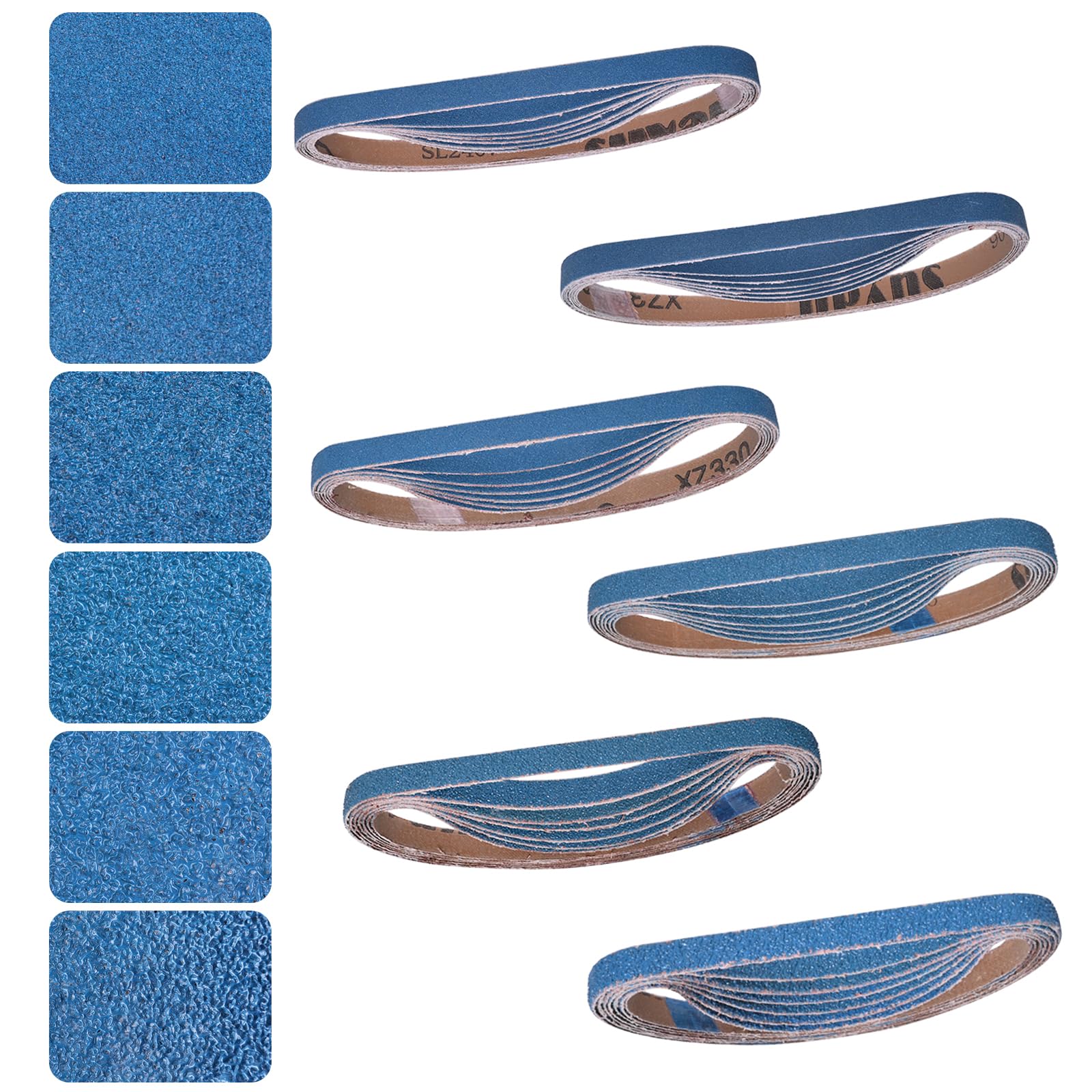 Aolabela 1/2x18 Inch Sanding Belts 42 Pcs 6 Grits Sizes (7 Each of 40/60/80/120/150/240 Grits) Heavy Duty Belt Sander Zirconia Belt Sander Paper for