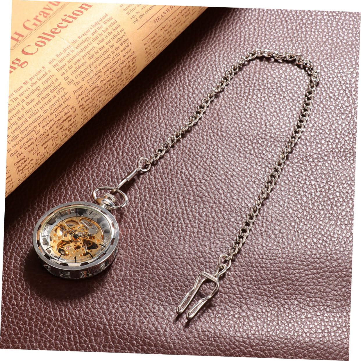 Reloj de Bolsillo Vintage Mecánico Diseño Hueco de Aleación y Mecanismo Manual, Adecuado para Usar como Collar en Ocasiones Obsequios