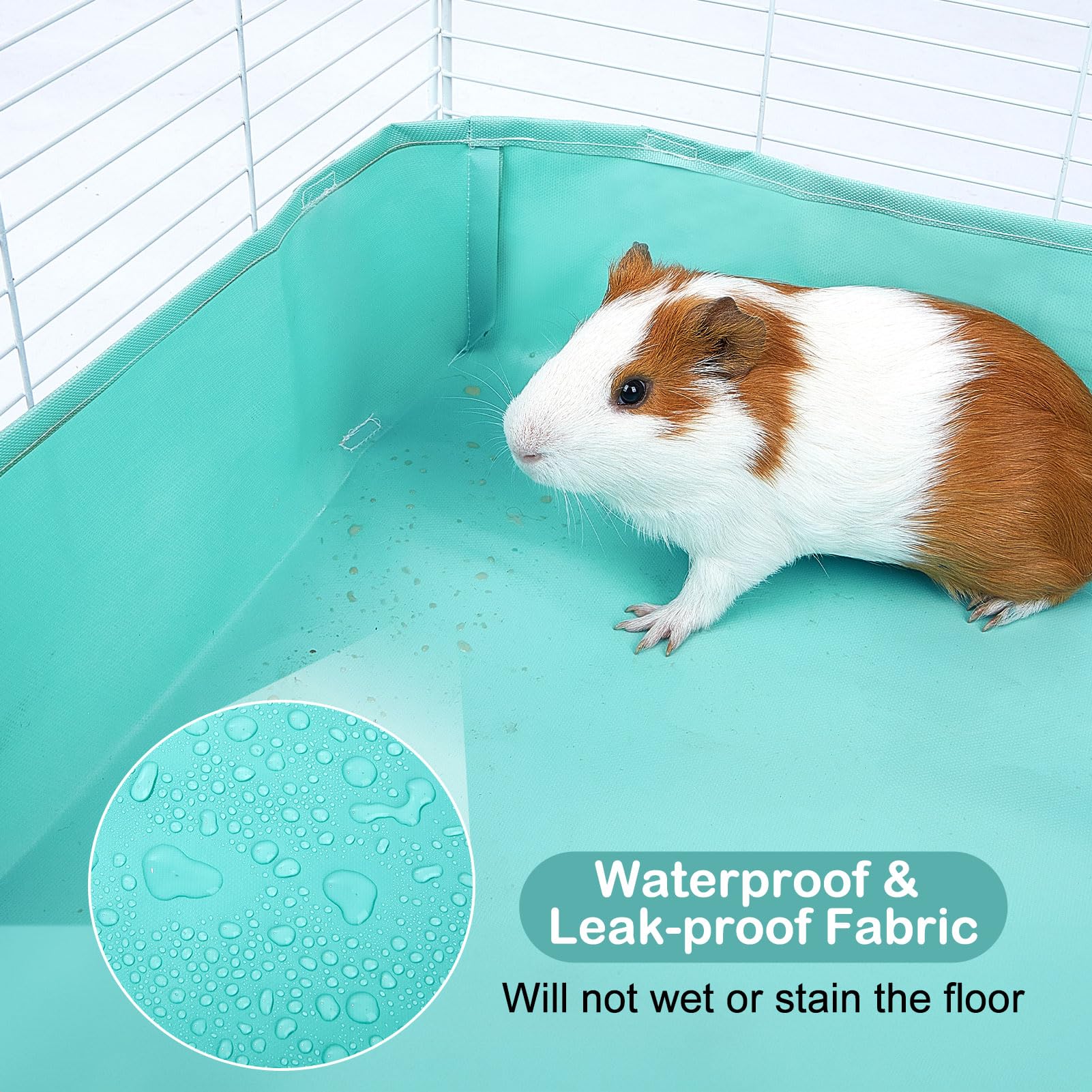 Hedgeink Guinea Pig Cage Liner with Velcro Waterproof Rabbit Bedding with Tarp Bottom Cage Liner for Hamster Suitable for C&C Grids Cage - Image 3