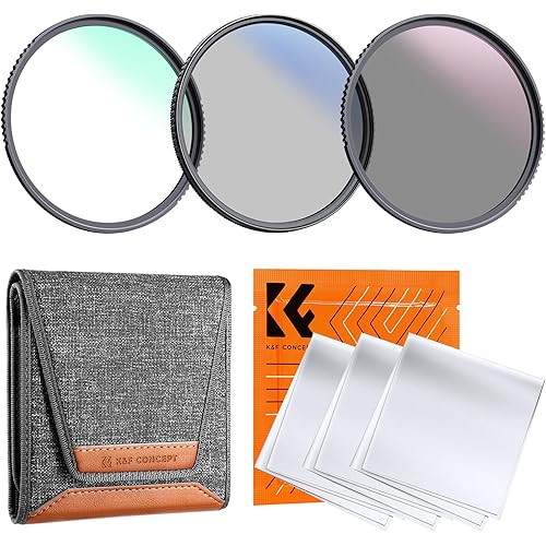 K&F Concept 49mm UV/CPL/ND Lens Filter Kit (3 Pieces)-18 Multi-Layer Coatings, UV Filter + Polarizer Filter + Neutral Density Filter (ND4) + Cleaning Cloth+ Filter Pouch for Camera Lens (K-Series)