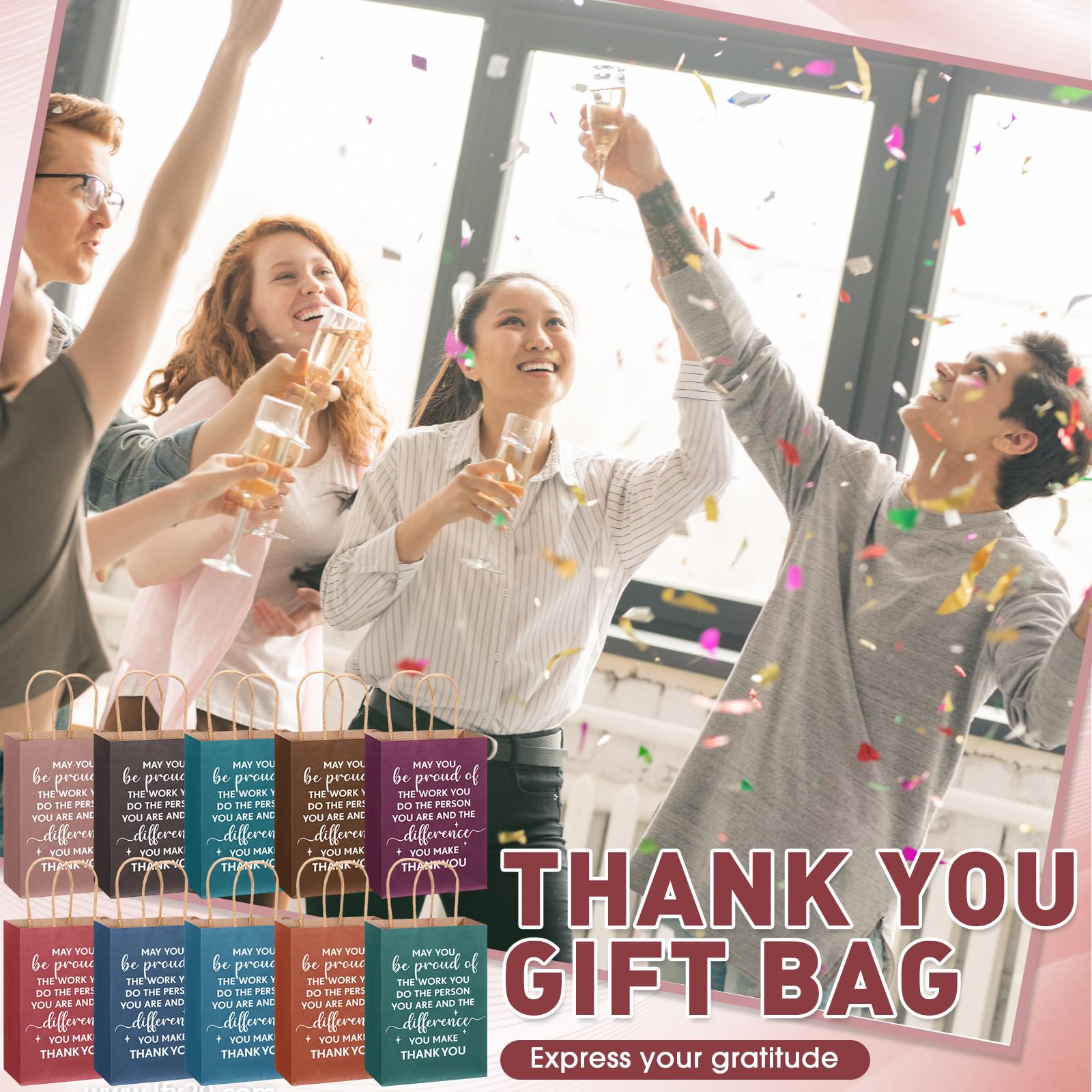 ReliThick Lot de 100 sacs cadeaux de reconnaissance des employés en vrac « May You Be Proud of The Work You Do » - Cadeaux inspirants pour les enseignants, les collègues, le personnel, les infirmières