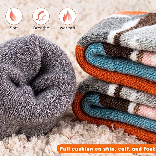 Miniatura 3 de Hylaea - Calcetines de lana merino para niños, calcetines térmicos cálidos hasta la rodilla, para esquí, patinaje, snowboard, para niños y niñas