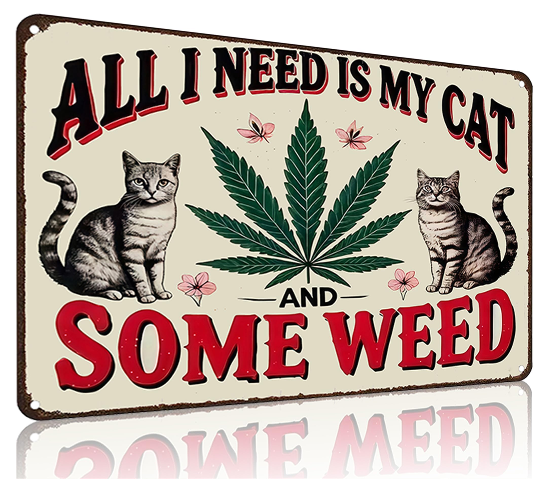 peiyeety Cat Lovers Gift Cat Tin Sign for Home Man Cave Bedroom Living Room Bathroom Decor 8 X 12 Inch (Charcoal)