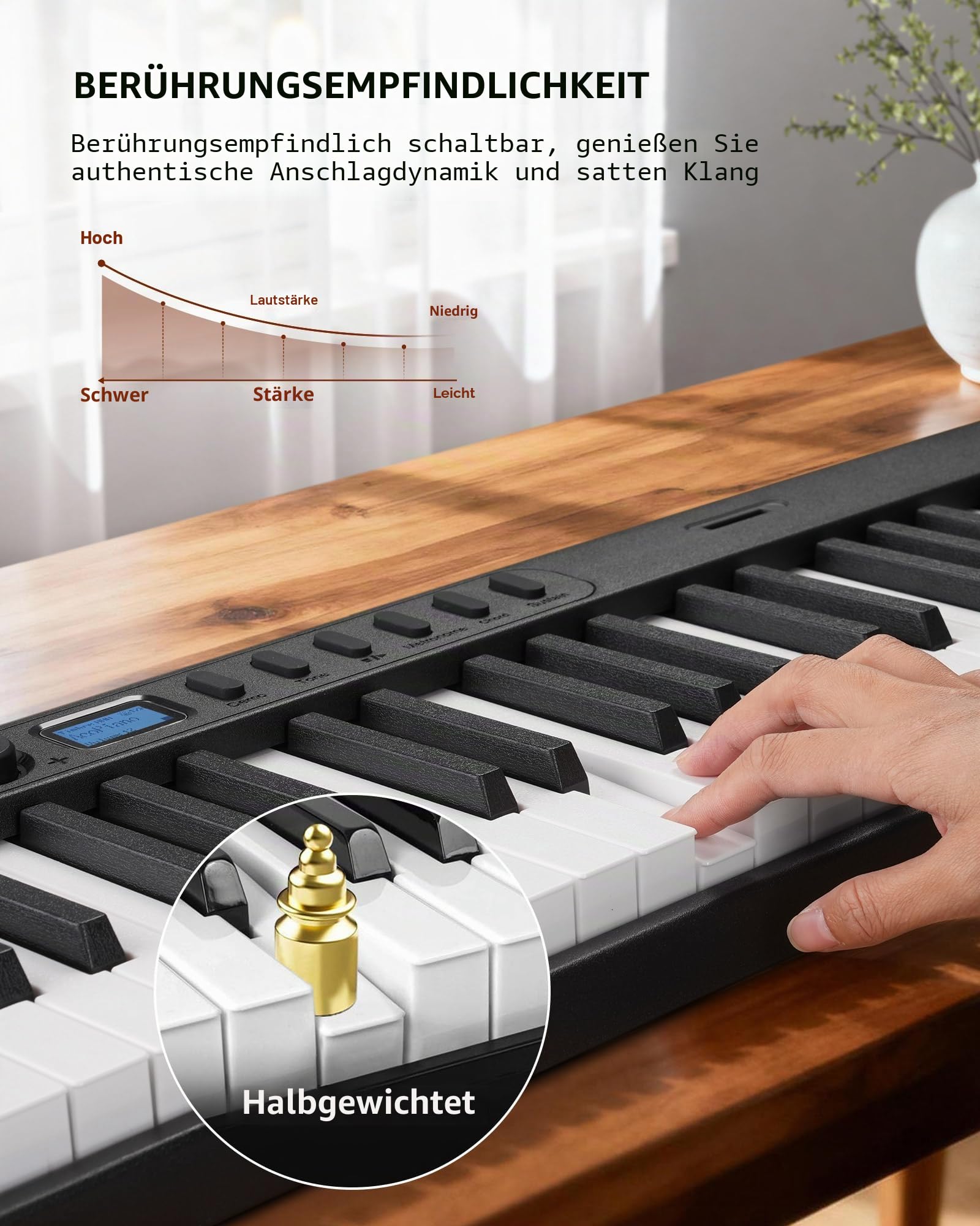 LEKATO 88 Tasten Faltbares Elektronisches Keyboard Piano mit Anschlagdynamik, wiederaufladbar, Bluetooth-MIDI, Standardgröße Tasten, für Anfänger/Musikliebhaber/Kind