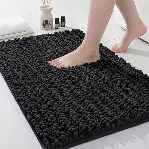Miniatura 16 de Alfombra de baño pequeña, antideslizante, lavable, color azul marino, de 17 x 24 pulgadas, súper absorbente, suave, alfombra de baño de felpilla