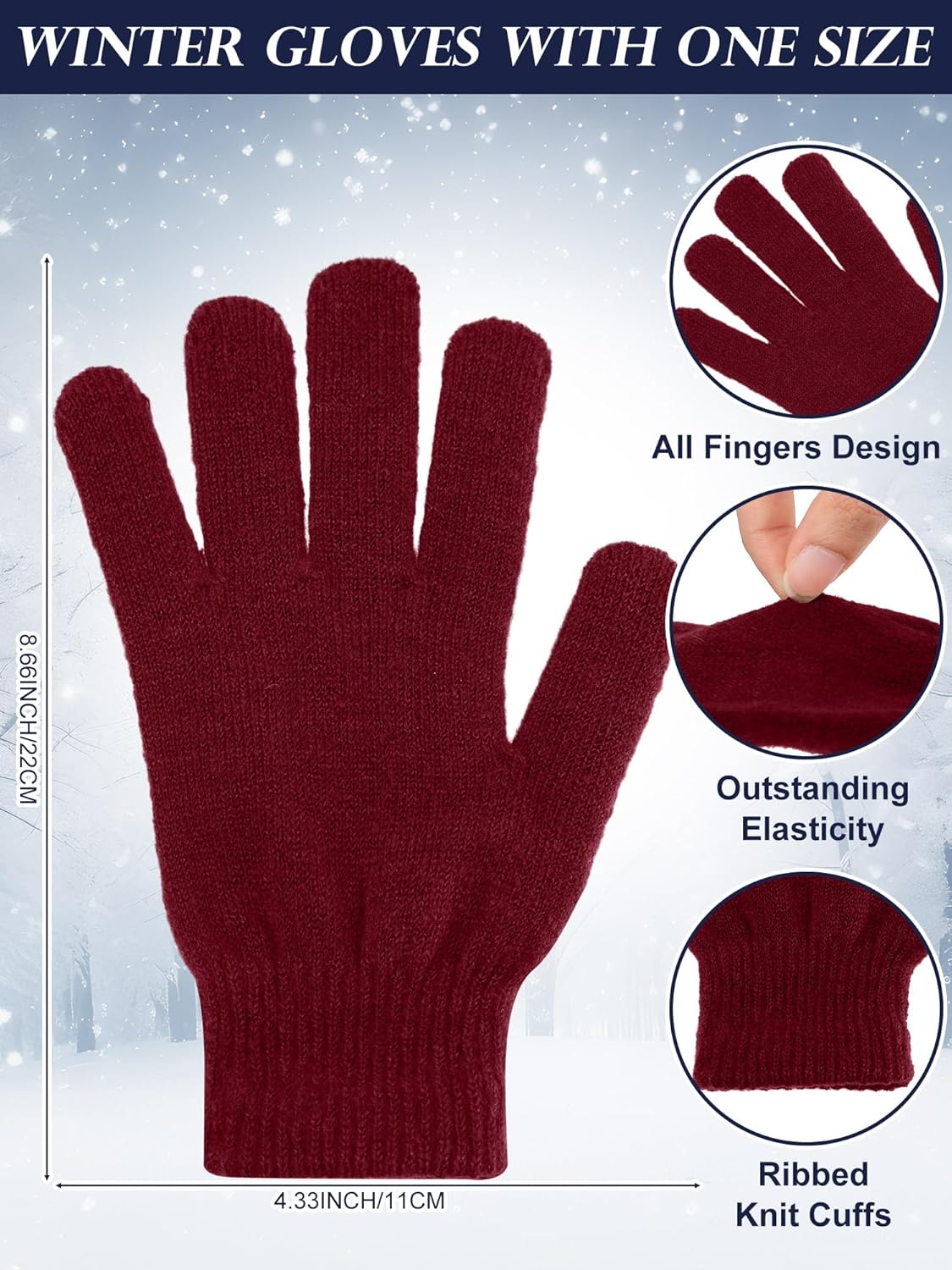 Winter Hats and Gloves Beanies Set Bulk Adults Women Men Unisex Knit Beanie Thermal Gloves for Homeless Gifts - Image 3