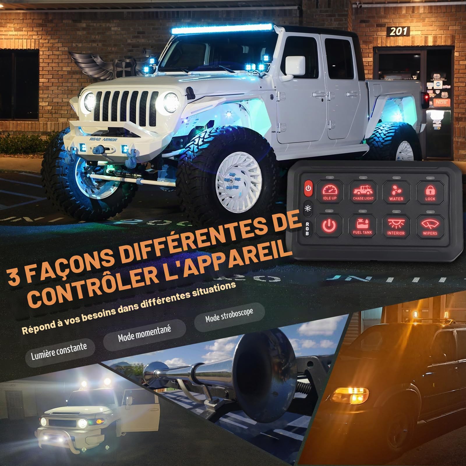 Chelhead Panneau Commande 12V RGB 8 Gang Bluetooth APP 60A