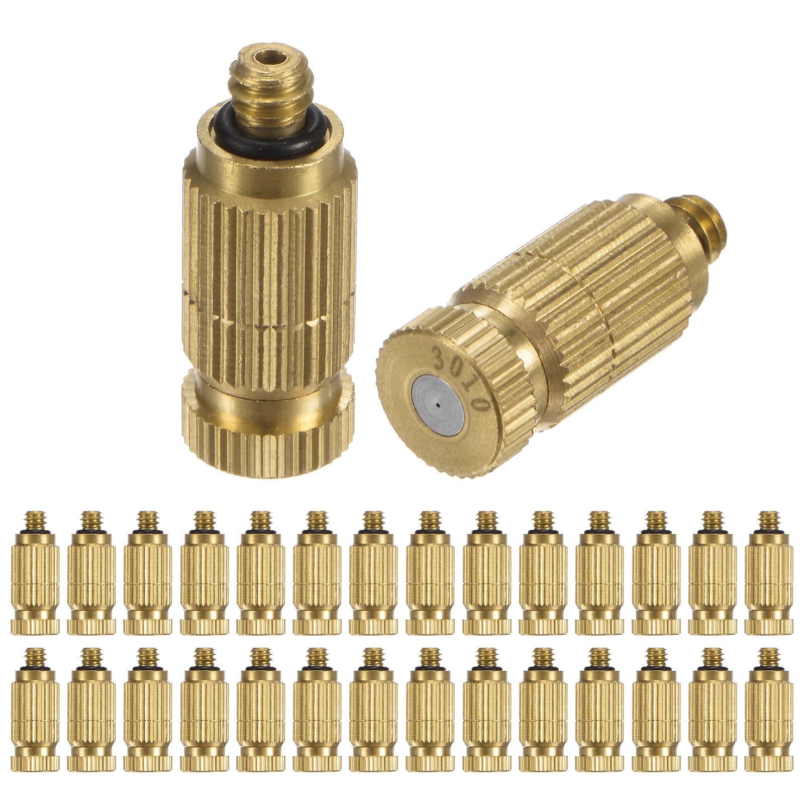 M METERXITY 30er-Pack Messing-Vernebelungsdüsen, 0,012"/0,3mm Orifice Mister Düsen Messing, Hochdruck-Sprühvernebelungsdüsenkopf für Außenkühlsystem/Gewächshaus/Gartenbau [10/24 UNC]