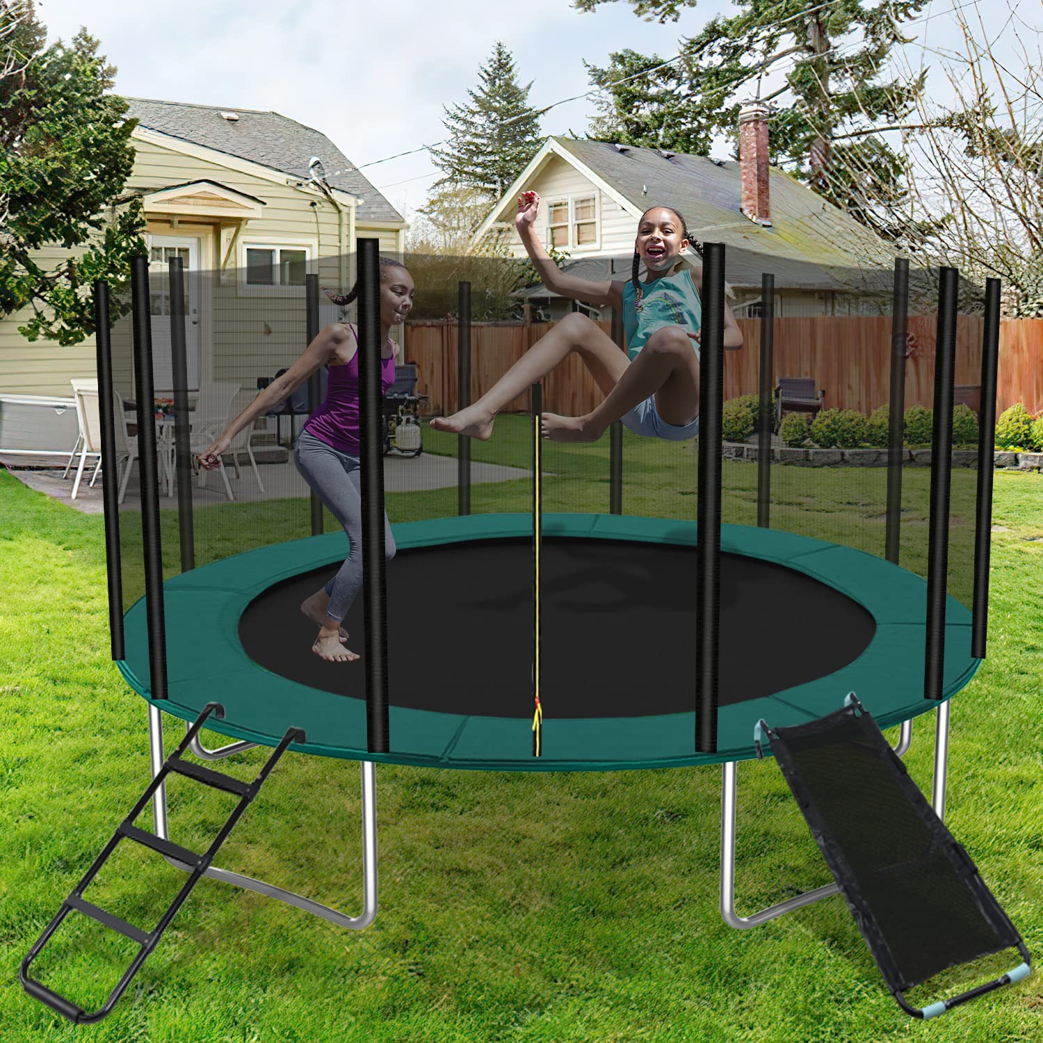 Gimisgu Osłona krawędzi trampoliny, Ø 366 cm, zielona, osłona sprężyn do trampoliny ogrodowej, Jumper, ochrona krawędzi trampoliny, PCW, PE, 100% odporna na działanie promieni UV