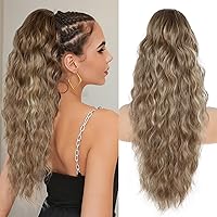 Vista 37 de Cola de caballo con cordón para mujer, extensión de cola de caballo de 26 pulgadas de largo, extensiones de cabello sintético suave, extensión