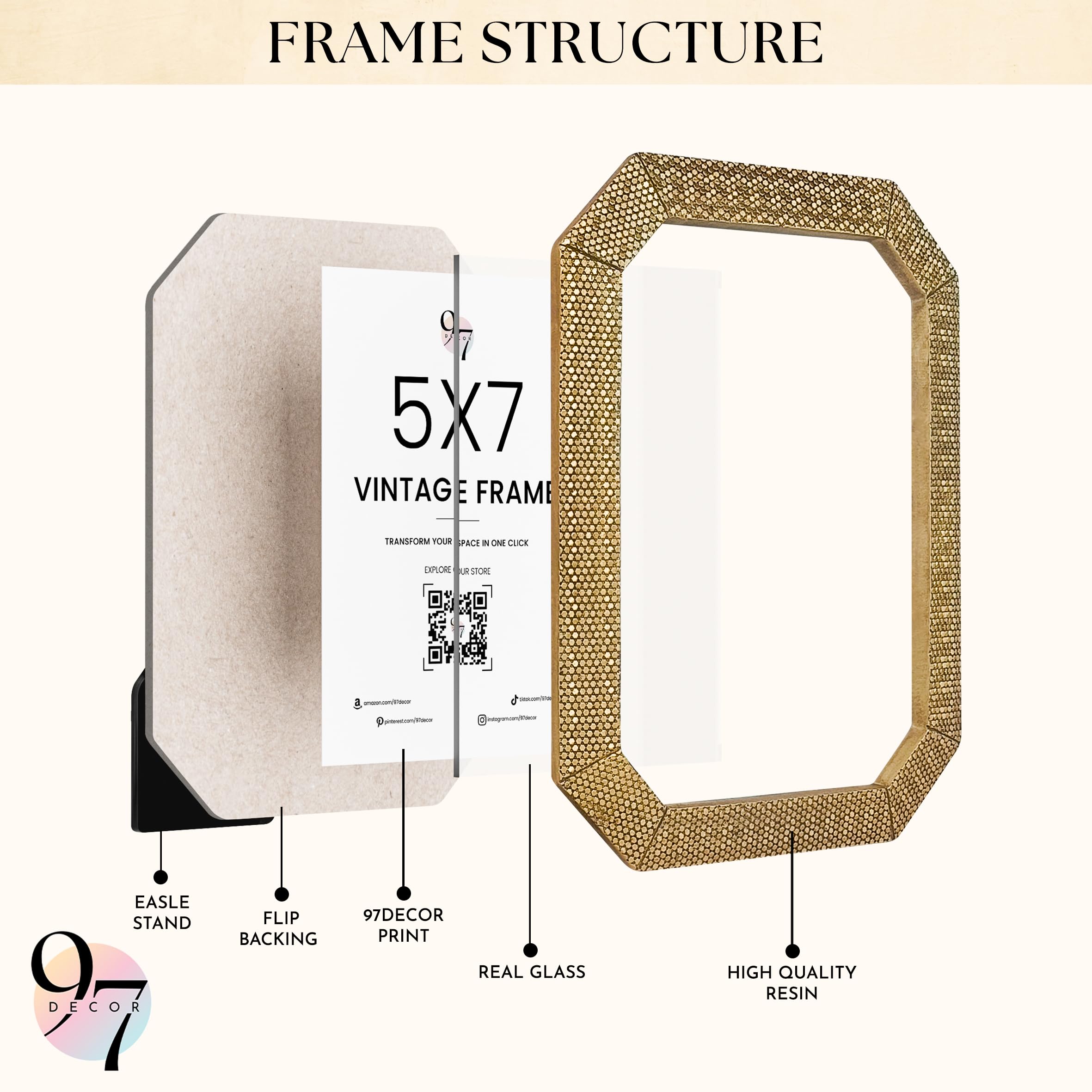Amazon.com - 97 Decor 5x7 Vintage Picture Frames - 5 x 7 Picture