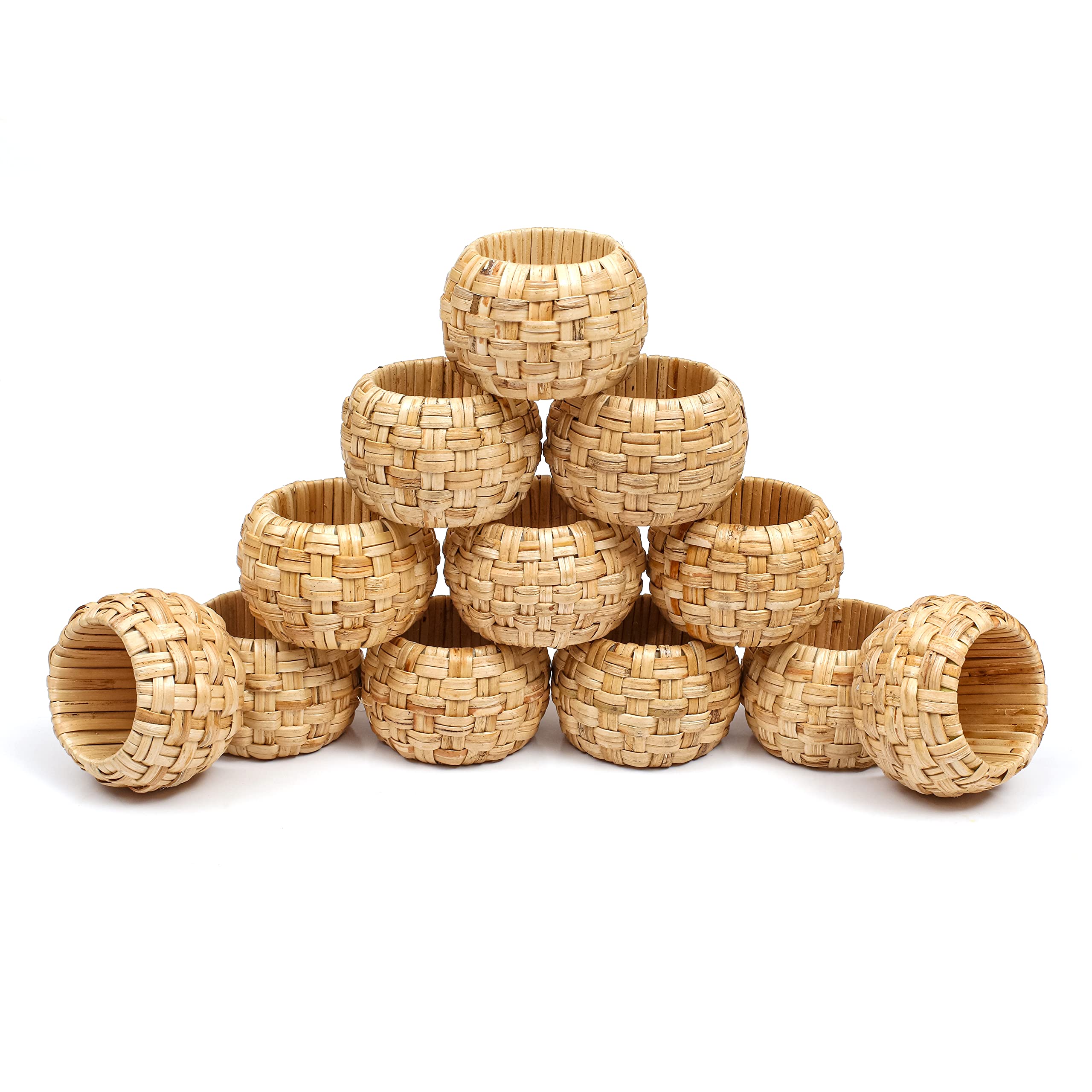 Light & Pro Lot de 12 ronds de serviette décoratifs en rotin naturel pour décoration de fête, décoration de table pour table à manger, quotidien, Noël, Pâques, réunions de famille