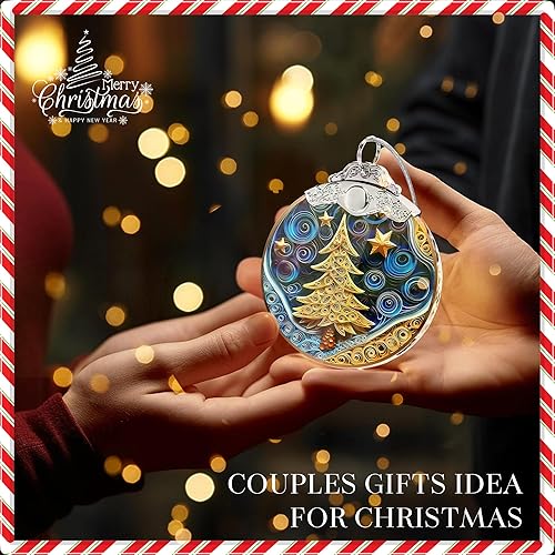 Miniatura 8 de Adorno de Navidad para árbol de Navidad, formas redondas de 4 pulgadas, adorno acrílico, decoración de vacaciones, decoración de interiores de