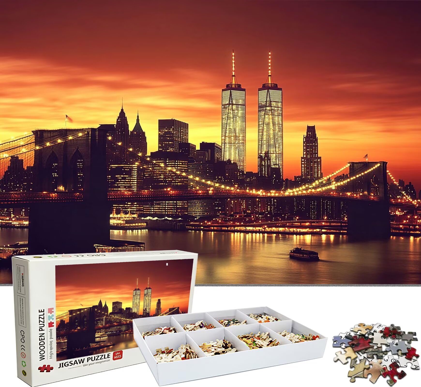 Puzzle 6000 elementów dla dorosłych, architektura most puzzle trudne i kolorowe drewno, duża łamigłówka 179,5 x 105,5 cm, antystresowa gra z plakatem, dekoracja ścienna domu, prezent dla kobiet w0-363