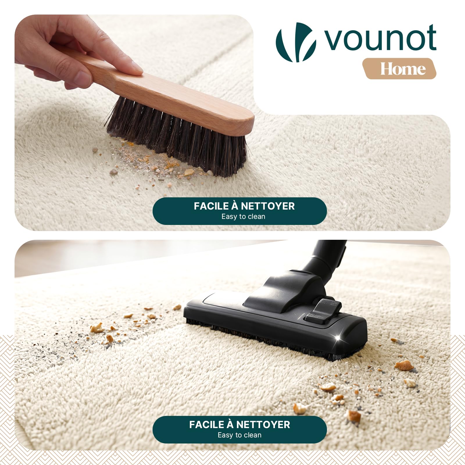 vounot ® Tapis de Salon Moderne Ultra Doux Tapis à Poils Ras Lavable en Machine avec Un sous-Tapis antidérapant fourni pour Le Salon la Chambre ou la terrasse 200x300cm Beige