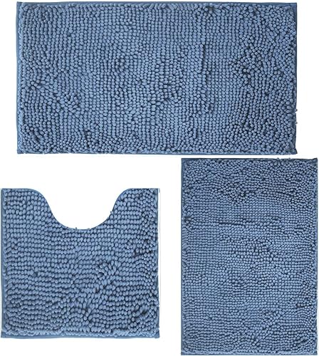 Miniatura 14 de Juegos de alfombras de baño de 3 piezas antideslizantes, alfombras de baño con respaldo de PVC, alfombra de baño lavable, absorbente, alfombrillas