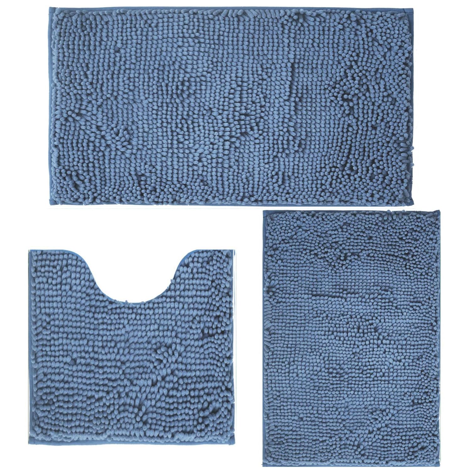 Lot de 3 tapis de salle de bain en chenille, très épais et absorbants, antidérapants, lavables en machine, séchage rapide, doux et confortable, utilisés sous la douche, baignoire et évier,